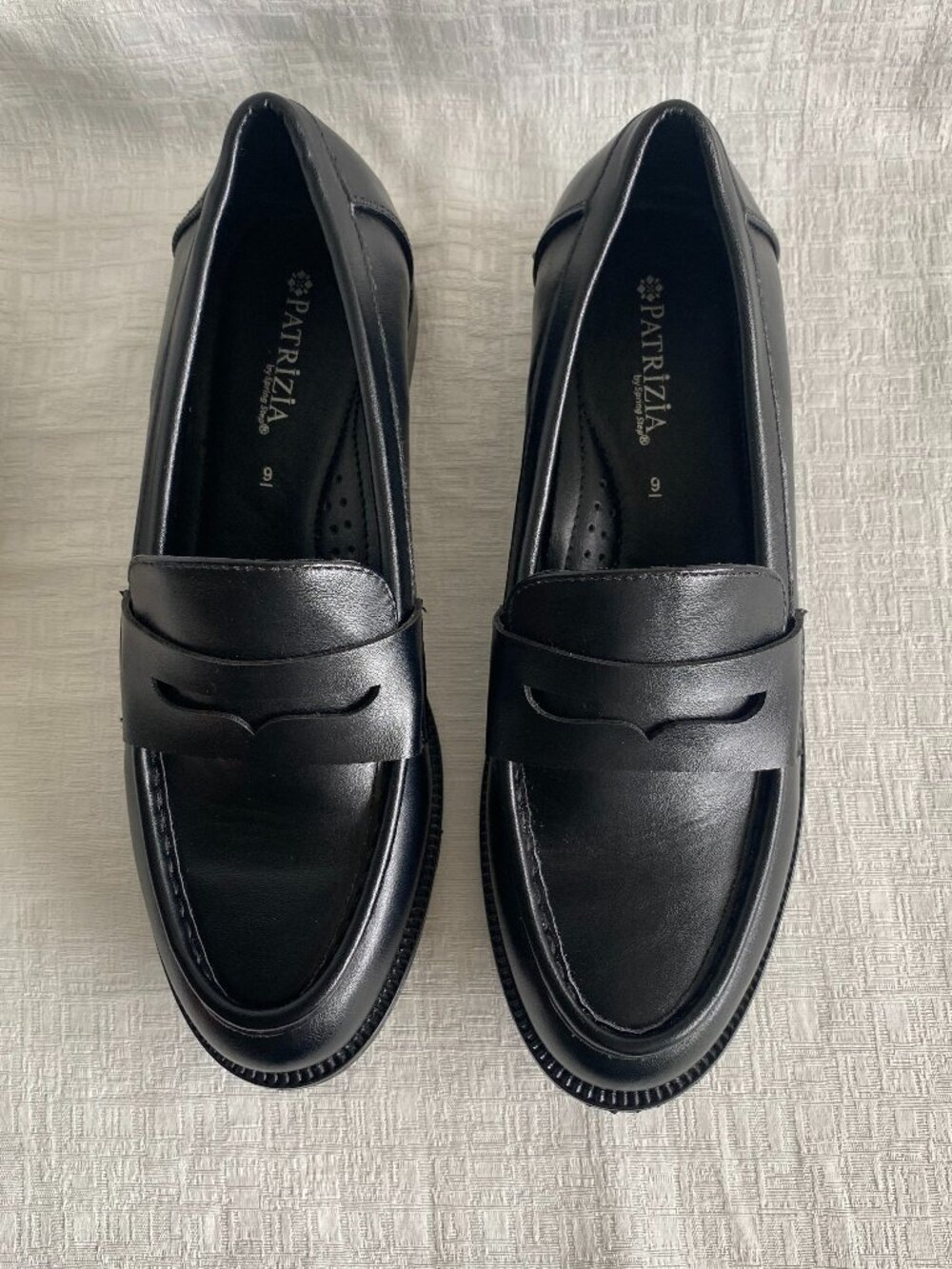 Patrizia Spring Step Asajj Moc Style Penny Loafers Vegan Leather Black Sz 9